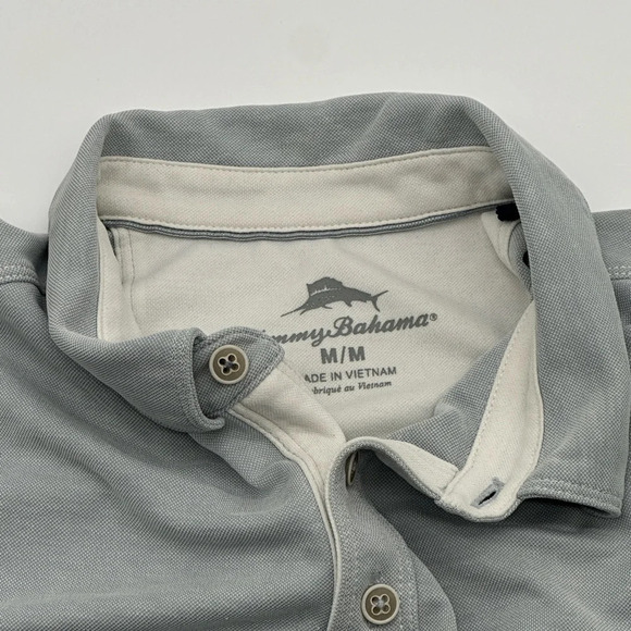 Tommy Bahama Tencel Lyocell Polo Mens Medium Grey Short Sleeve - Picture 5 of 8